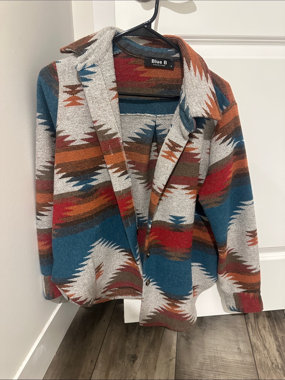 Blue B Multicolor Aztec Knit Shawl Collar Cardigan